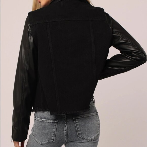 NWT - Dear John Eden in Amersterdam Black Leather and Denim Moto Jacket - Large - Picture 2 of 7